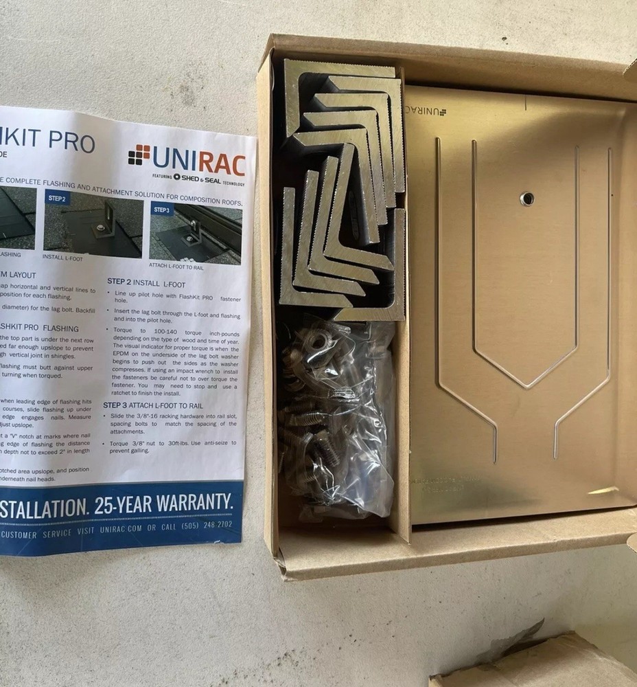 Unirac Flashkit Pro 004050 Solar Mount Flashing Kit Mill 8 X 12 Flashing 10 Pack