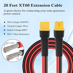 Durable XT60 to XT60 Cable 20FT for Power Station