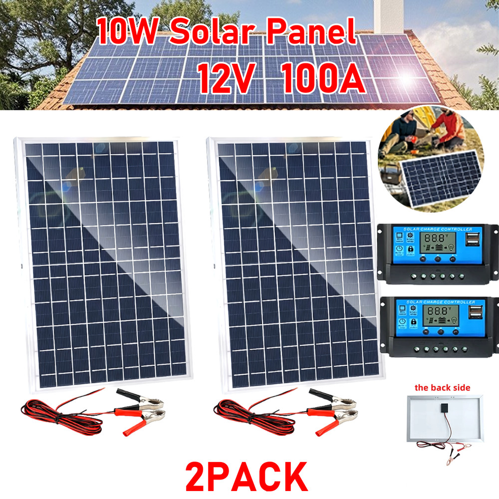 30W Solar Panel 12V Solar Battery Trickle Charger 100A W/ Controller Maintainer