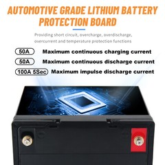 12V 50Ah Lithium Lifepo4 Battery Pack Charger for RV Marine Solar System 50A BMS
