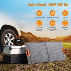100W Portable Solar Panel for Power Station Generator, 20V Foldable Solar Cel…