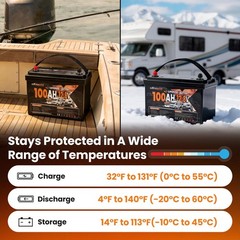 100Ah 12V Lithium Battery for Boat Off Grid Solar, Low Temp Protection