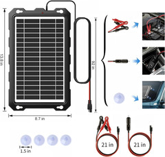 -9W-Solar-Battery-Trickle-Charger-Maintainer -12V Portable Waterproof Solar Pane