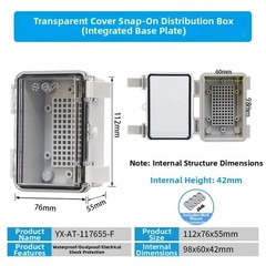 Snap Mount Waterproof Distribution Box ABS for Outdoor Weak Current 116x89x70mm
