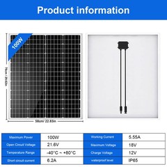 PFCTART 200W Solar Panel PV 100W Monocrystalline Home RV Roof Shed Back-up Power