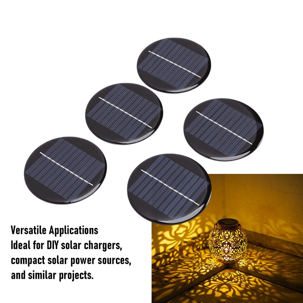 5pcs Round Solar Panel Compact Reliable Energy For DIY Projects Easy To Use