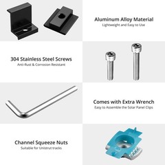 Anbte 10 PCS Solar Panel Clamps for Standard Unistrut, 40 mm, Black | 6 x T-S…