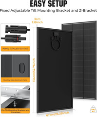 200 Watt Solar Panel 18BB, 25% High Efficiency, N-Type 12V 200W Solar Panel, Mon