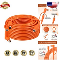 Heavy Duty 50ft 14AWG Solar Extension Cable DC7909 Weatherproof Orange