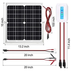 Solar Panel Kit 20W 12V Solar Battery Trickle Charger Maintainer + Upgrade Co…