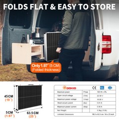 Mono 100W Folding 12V Rigid Solar Panel for Camping,Off-Grid,Battery Charging