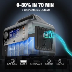 Portable Power Station 300W, 230Wh LiFePO4 LFP Battery, 1.5hrs Fast Charging,…