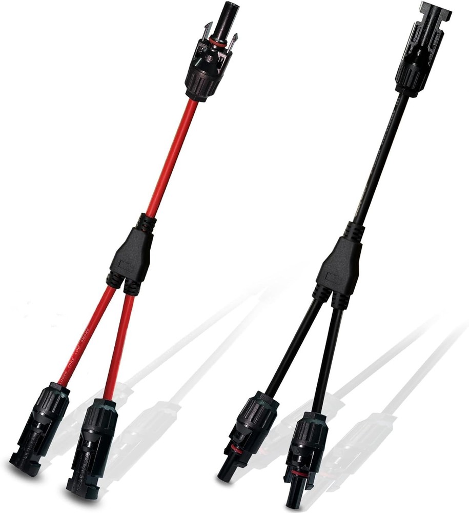 Solar Connectors Y Branch Parallel Adapter 10AWG Cable for Solar Panel (Red & Bl