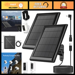 8W Solar Panel Charger for Ring Cameras – Waterproof, 10ft USB C Cable, 2-Pack
