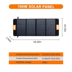 100W Solar Charger Portable 4-fold Solar Panel with Kickstand for Power Station
