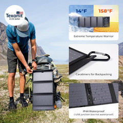 28W Solar Panel Charger with Dual USB-C and USB-A, Portable Solar Phone Charger