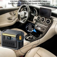10-Foot Portable12V/24V car Charger Suitable for Ecoflow Delta/River, Bluetti EB