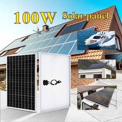 100W 12V Mocrystalline Solar Panel PV Charger Home Off Grid RV Cabin Roof Shed