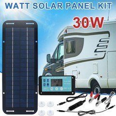 30W Solar Panel 12V Trickle Charger Battery Charger Kit Maintainer Boat Car RV..