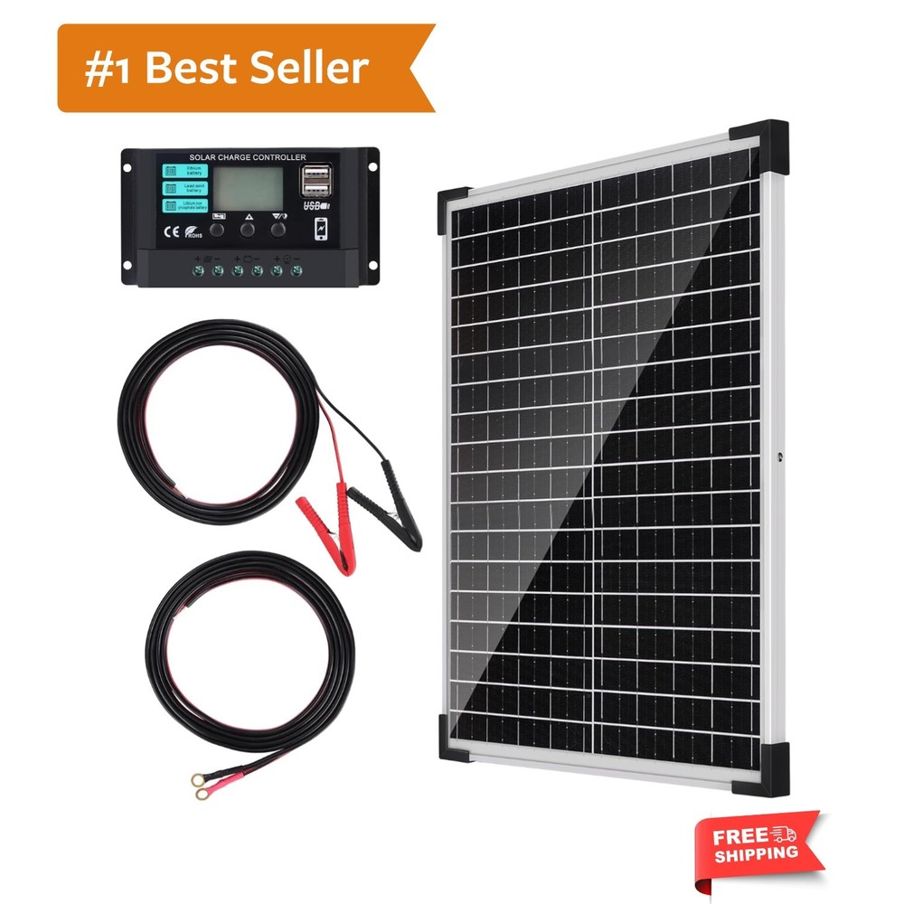 Solar Panel Kit 25W 12V Monocrystalline Battery Maintainer with10A Solar Char…