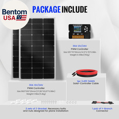 100W Monocrystalline Solar Panel Kit with 30A PWM Controller – 12V/24V High Effi