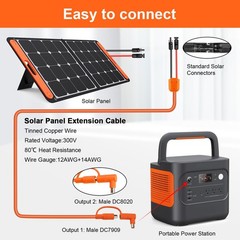 Solar Panel Connector to DC 8mm Adapter Cable 15FT 12AWG 14AWG – Compatible +2.0