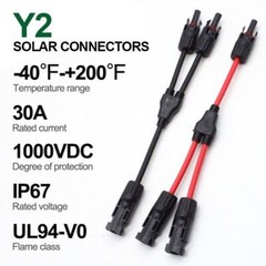 Y Branch Solar Panel Connector Cable 30A 1 to2 Parallel Adapter Waterproof US