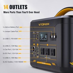 VTOMAN Jump 1800 Portable Power Station 1800W 1548Wh LiFePO4 Battery Generator