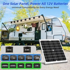 12V Trickle 30W Solar Panel Charger Battery Charger Kit Maintainer Car RV Boat