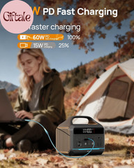 Portable Power Station 300W, 192Wh Large Power Bank with 110V AC Outlet, Lifepo4