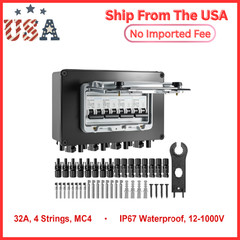 32A Solar DC Circuit Breaker Box 4 String 12–1000V Solar Panel Disconnect Switch