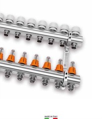 1″ IVAR Stainless Steel Hydronic Manifold for Radiant Floor Heating – 10 ports