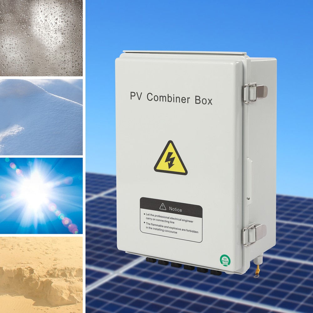 6-String Solar PV Combiner Box New 15A Circuit Breaker For Solar Panel System