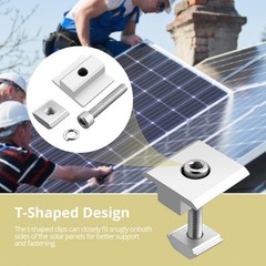 Aluminium T-Shaped Solar Panel 35mm Mid Clamps Rail Connectors Silver 10pcs