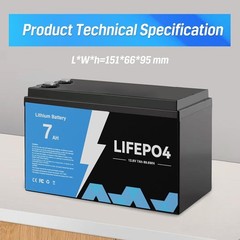 4-PACK 12V 7Ah 84Wh LiFePO4 Deep Cycle Battery Energy for RV, Solar, Marine,Home