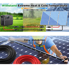 100FT 10 AWG Solar Panel Extension Cable PV Wire Solar Connectors Pair 6mm²