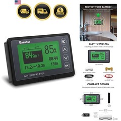 500A Battery Monitor with Shunt, High and Low Voltage Programmable Alarm, Ran…