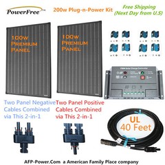 200w 200 Watt 2 100w Solar Panel Plug-n-Power Space Flex Kit for 12v Battery