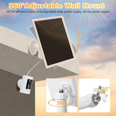 Solar Panel Charger for Ring Camera, Compatible with Ri Ng Stick up Cam Battery,
