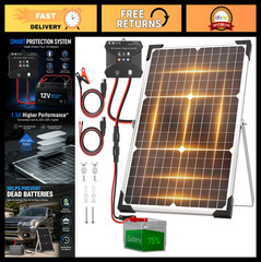 30W Solar Battery Charger Kit – 12V Waterproof Solar Panel with 10A Controller,