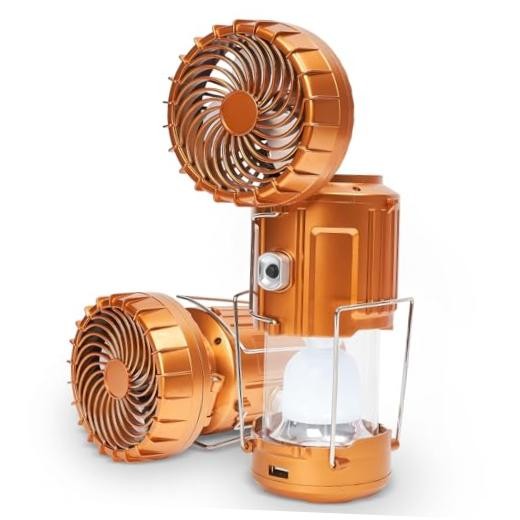 5-in-1 Solar Light and Fan (Gold) – Rechargeable Lantern with Classic – Gold