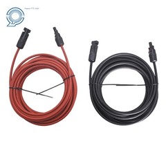 12 AWG Solar Panel Extension Cable Wire Connector 1 Pair 20ft Black + Red