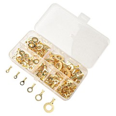 150PCS Ring Type Cable Wire Connector Gold Plated Copper Crimp Terminal Set