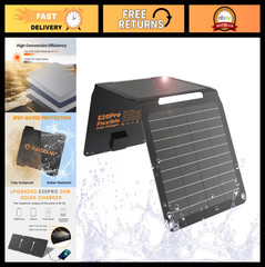 20W Portable Solar Panel Charger – USB-A & USB-C, Waterproof, Foldable for Campi