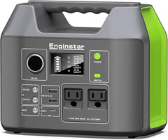 Solar Generator, 300W Portable Power Station, 296Wh Lithium Battery Backup W/Two