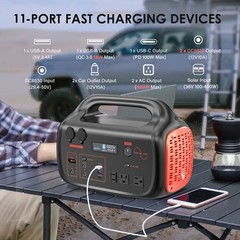 Portable Power Station 642Wh 600W Solar Generator with 100W Solar Panel Backup