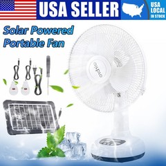 12” Table Fan 2-Speed Solar Powered Rechargeable Camping Fan Emergency Prepare