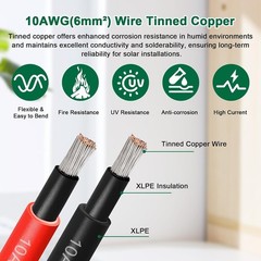 Solar Panel Wire 10 AWG6mm² 200Ft Outdoor Marine RV Car Boat Multi-Purpose
