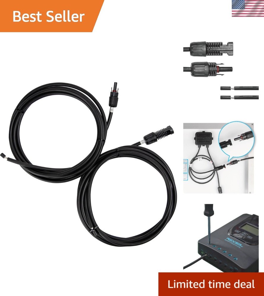 Solar Adaptor Wire Extension Cables with Female and Male Connector, 1 Pair, B…