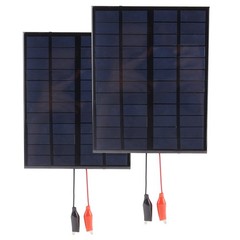 12V Small Solar Panel 2Pcs, 3.6W 300mA Wire Clip Solar Cell Charger